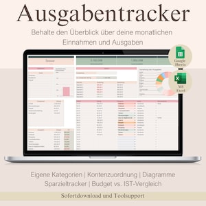 Digital Financial Planner for Monthly Income and Expenses - Excel Spreadsheet & Google Sheets Template - Personal Budget Plan