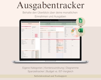 Digital Financial Planner for Monthly Income and Expenses - Excel Spreadsheet & Google Sheets Template - Personal Budget Plan