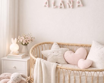 Custom Felt Name Banner | Hand-Embroidered | Flowers | Nursery Decor