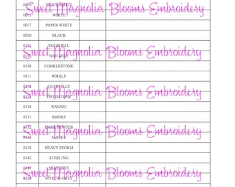 Isacord Embroidery Thread Tracker PDF Digital Download
