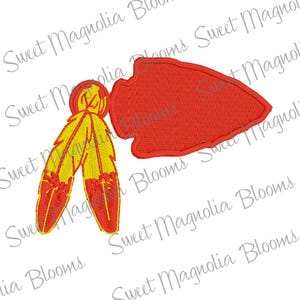 Arrowhead with Feathers Machine Embroidery Design