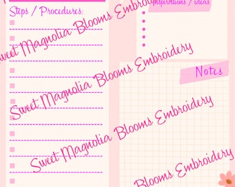 Machine Embroidery Journal - Printable Pages