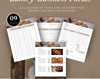 Bakery Business Forms Bundle Canva Template Canva Editable Baking ...