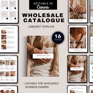 Minimal Modern Wholesale Catalog Line Sheet Product Price List Canva Template, Jewellery Business Product Guide Editable Digital Download
