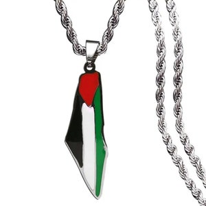 Palestine Flag Necklace Charm Snake Chain Free Gaza Free Fast Ship