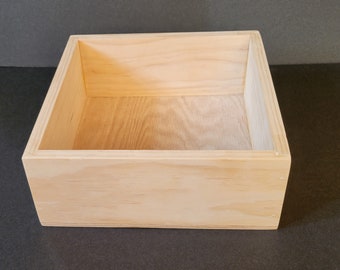 Wooden cube open box shelf 9x9x4, centerpiece box, square display box, open shelves, wedding décor, catchall box, customizable finish