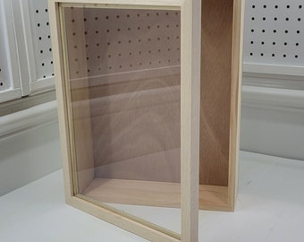 15 x 12 x 5 Shadow box frame with hinged lid, Extra large and deep Display frame case, wooden memory box shadowbox, wedding, baby shadow box