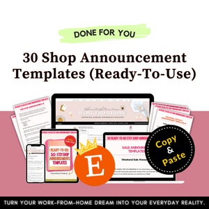 30 Shop Announcement Blanks Templates Bundle, How To Sell On Etsy, Etsy Shop Templates, Etsy Shop Kit, Etsy Shop Planner, Etsy Seller Help