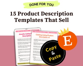 15 Product Descriptions Template, SEO Optimized Cheat Sheet, Writing High Converting Product Descriptions That Sell, Etsy Shop SEO, Listing