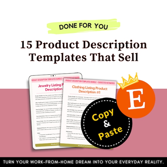 15 Product Descriptions Template, SEO Optimized Cheat Sheet, Writing High Converting Product Descriptions That Sell, Etsy Shop SEO, Listing