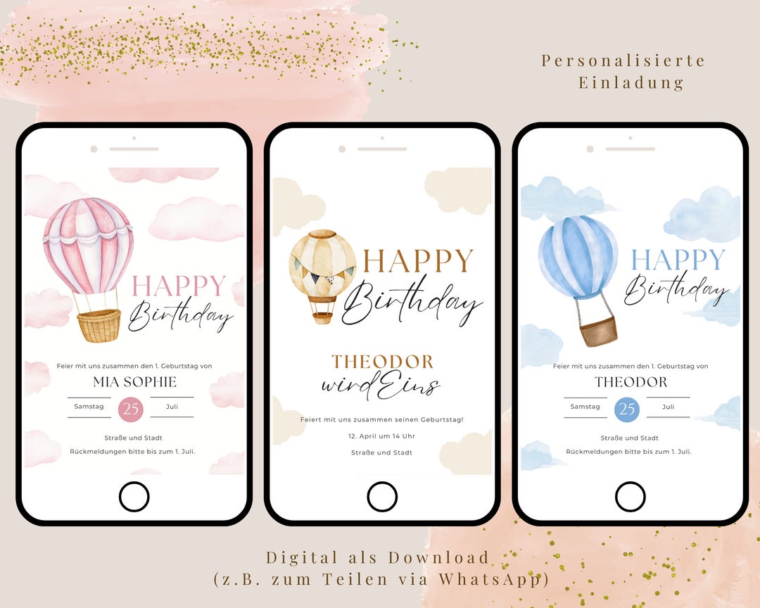 Personalized Digital Birthday Invitation Card for Instant Etsy