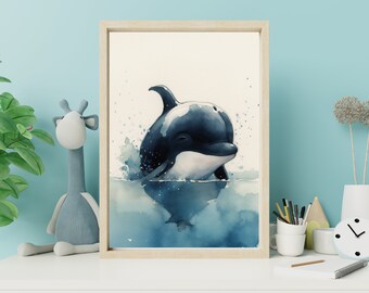 Sea Creatures Poster | Poster Set Whale | Digital Download | Printable Posters | Motifs children's room | babies | Art