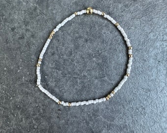 Non-tarnish Delica seed bead bracelet with gold accents 14kt gold filled