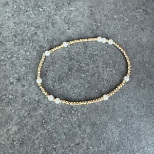 Gold bead bracelet with pearl accents - 14kt gold filled non-tarnish