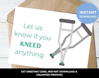 Recovery Card I Take It Easy Not I Crutches Card I Funny Get Well I Knee Surgery Card I Get Well Soon I Encouragement Card I Get Better Note