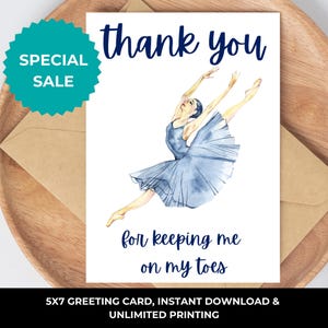 Ballet Dance Teacher Thank You Card I Dance Teacher Thank You I Dance Teacher Appreciation I Dance Instructor Thank You I Ballerina Card