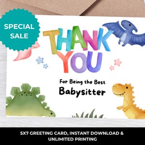 Carte de remerciement pour baby-sitter I Carte de remerciement pour nounou I Carte de remerciement pour garde d'enfants I Carte pour baby-sitter I Carte de baby-sitter I Carte de remerciement pour baby-sitter