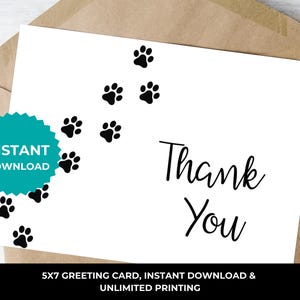 Carte de remerciement pour chien I Carte de remerciement pour animal de compagnie I Carte de vétérinaire I Garde d'animaux I Remerciements pour promeneur de chiens I Garde d'animaux I Garde d'animaux I Garde d'animaux I Empreintes de pattes