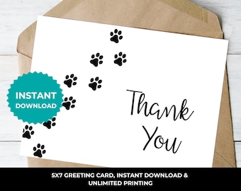 Tarjeta de agradecimiento para perros I Gracias por tu mascota I Tarjeta de veterinario I Cuidador de mascotas I Gracias por paseador de perros I Cuidador de perros I Cuidador de mascotas I Cuidador de gatos I Huellas de patas