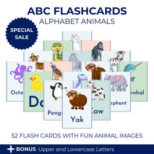 ABC Flash Cards I Animal Flash Cards I Learn ABC I Alphabet Flash Cards I Lowercase Letters I Toddler Flash Cards I Kids Flash Cards