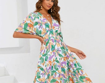 Sommer Frauen Maxi Kleid Floral Boho Sommerkleid für Frauen | Boho Sun für Frauen Boho Kleidung Kleid Geschenk für Frauen