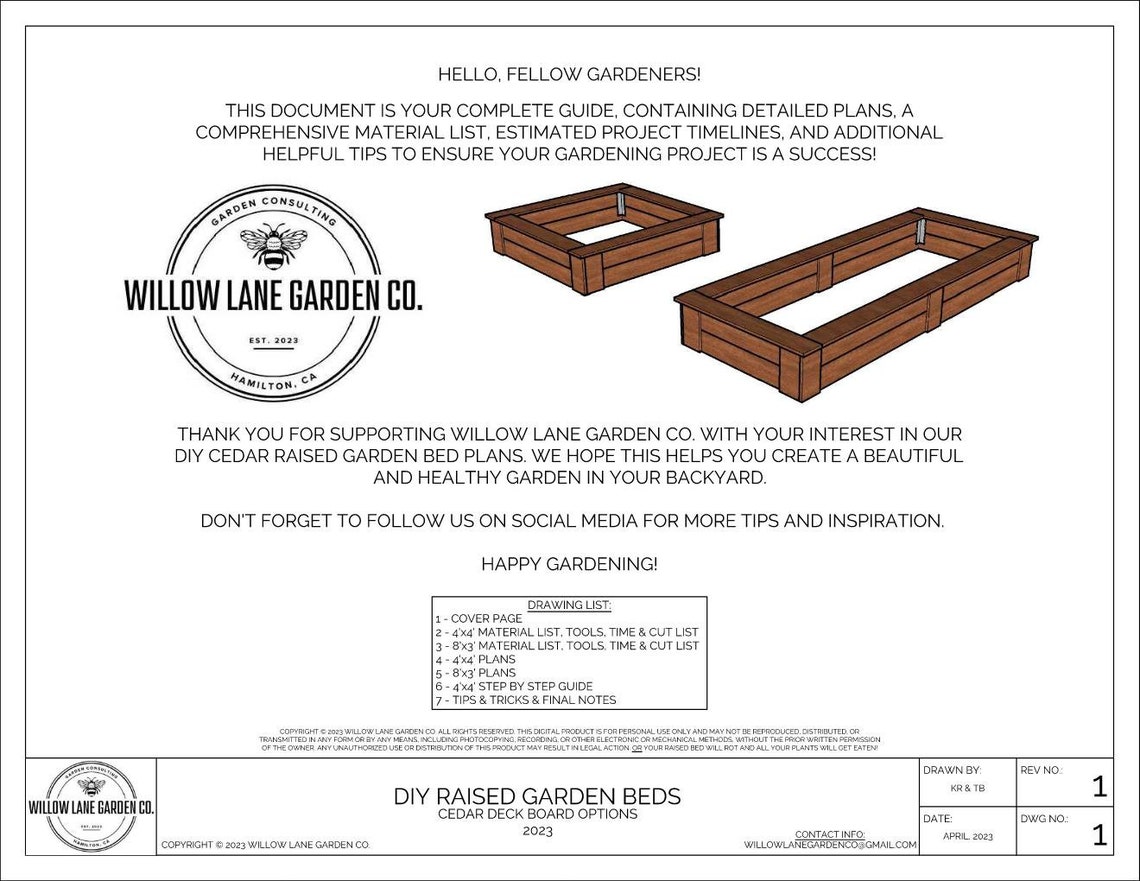 DIY Cedar Raised Garden Bed Plans 4'x4' & 8'x3' Digital Instant ...