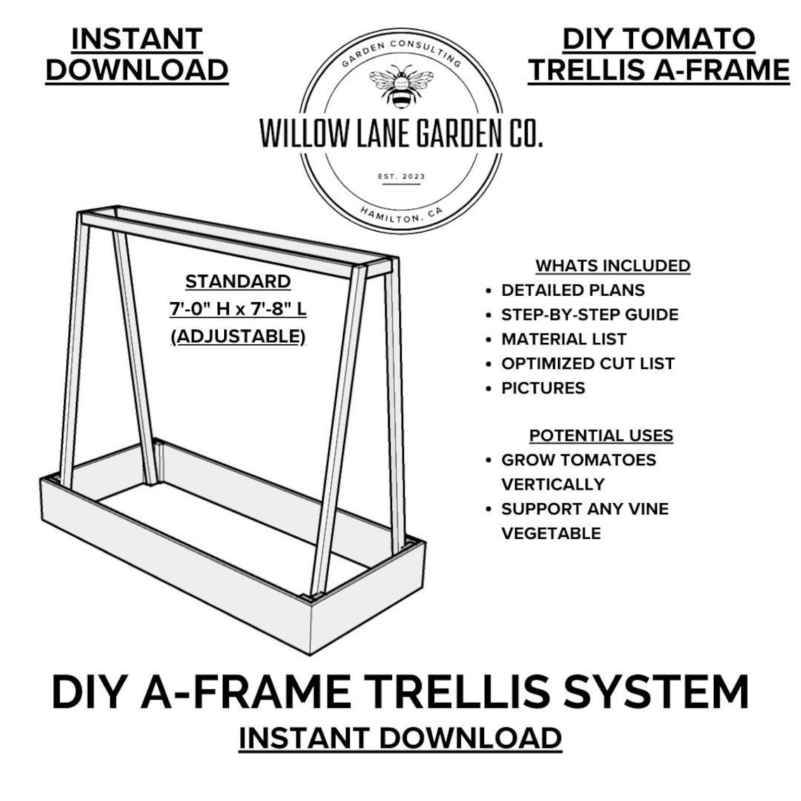 Tomato Trellis DIY Tomato Trellis System Instant Download Imperial
