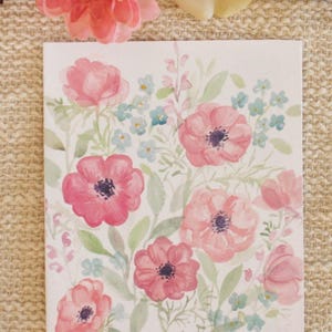 Cartões de felicitações florais (conjunto de 5) Cartões de arte em aquarela impressos