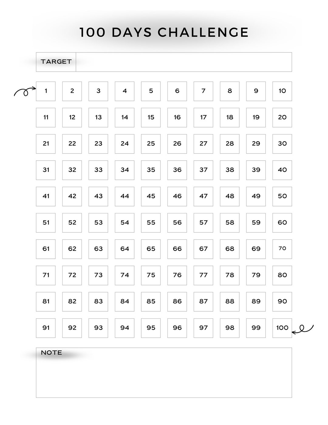 100 Days Challenge Digital Download Etsy