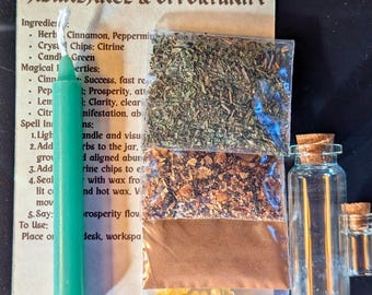 Witchcraft Spell Jar Kit: DIY Spells, Herbs, Gemstones, Candle Kit, Witchy Christmas Gift