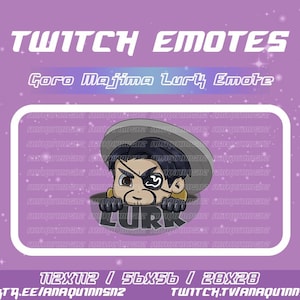 Kawaii schattige Goro Majima op de loer donkere tekst emote voor stream - Twitch, Discord, Youtube