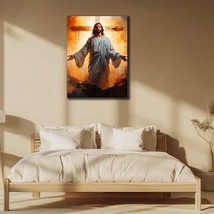 Jesus Canvas Print Art, Jesus Wall Art, Christian Gift Ideas, Christian Poster, Home Decor, Religious Print Art, Jesus Ascension Canvas Art