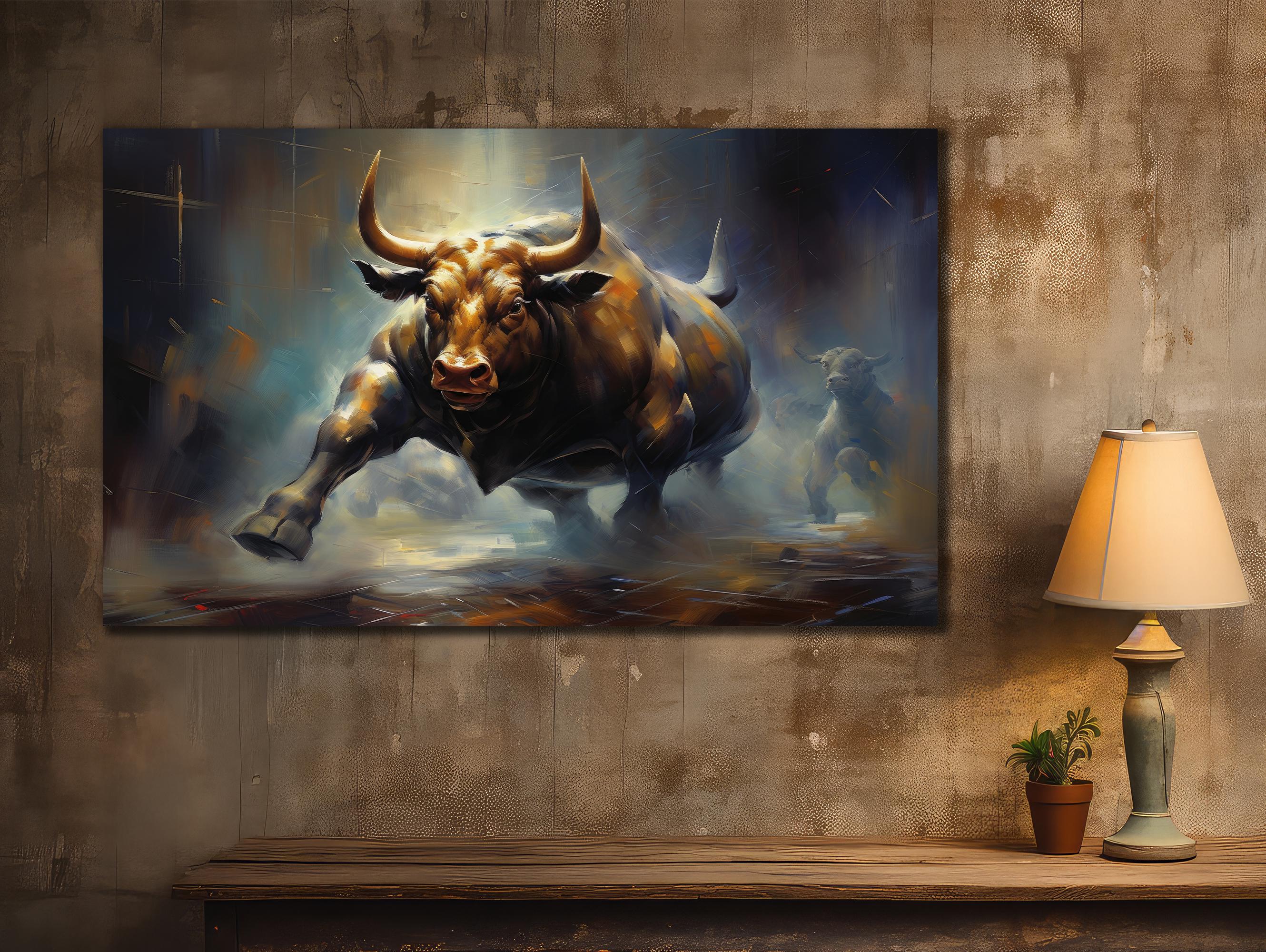 Bull Portrait Print Wall Art, Matador Bull Fighting Canvas, Farmer gifts, Abstract Bull Canvas Art, Colorful Bull Painting, Room Canvas Gift