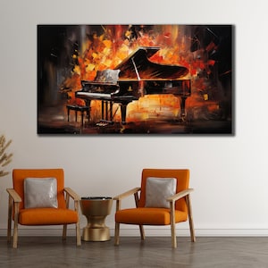 Vintage pianoschilderijdoek, muziekmuurkunst, pianomuurdecor, poster muziekinstrumenten, klaar om op te hangen decor, muzikant drukkunst, poster muziekinstrumenten, muziekmuurkunst, pianomuurdecoratie