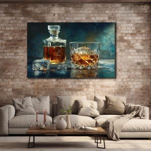 Whiskey Canvas Art, Whiskey Wall Art,Gift For Whiskey Lovers, Home&Office Decor, Man Cave Wall Art,Oil Painting Style Vintage Whiskey Poster