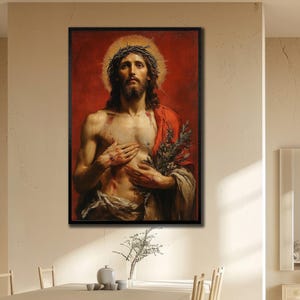 Jesus Canvas Print Art, Bold Red Jesus Wall Art, Christian Gift Ideas, Religious Print Art, 3d Jesus Canvas Art, Spiritual Wall Decor