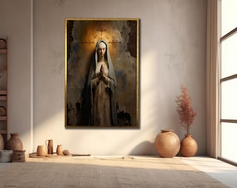 Virgin of Guadalupe Canvas: Catholic Religious Wall Art, Virgin Mary Painting