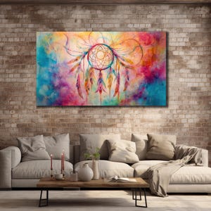 Dreamcatcher Canvas, Boho Dreamcatcher Wall Art, Ethnic Wall Decor, Print On Canvas, Office Decor, Spiritual Home Decor, Hippie Style Art