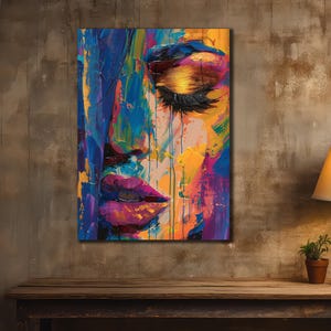 Colorful Painting on Canvas, Face Wall Art, Contemporary Wall Decor, Girl Face Poster, Woman Print Art, Pop Art Style,Abstract Faces Art