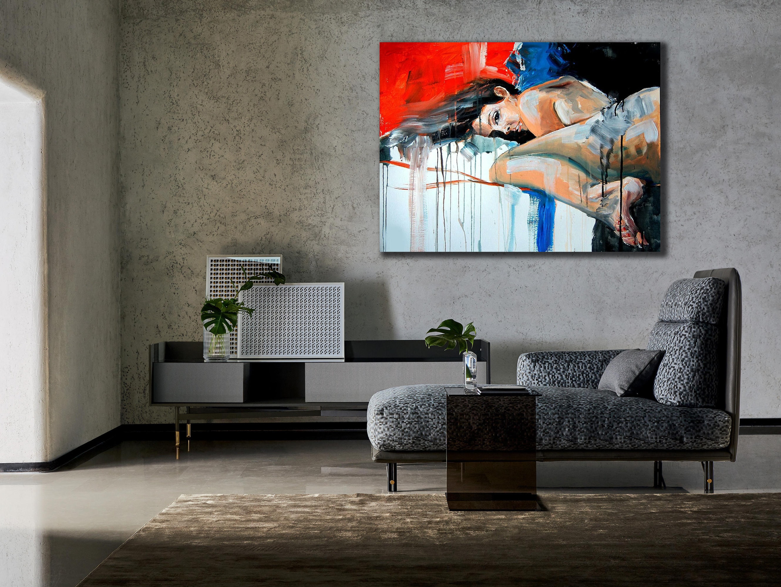 Colorful Naked Canvas Prints, Nude Painting Art, Wall Hanging, House Gift İdeas, Erotic Bedroom Wall Decor, Girl Wall Art, Sexy Woman Poste