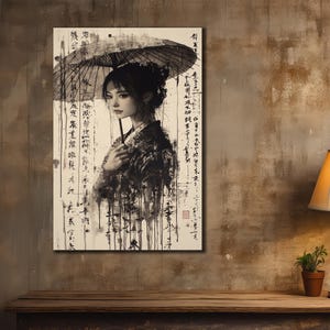 Arte em tela de gueixa, decoração de parede com impressões de mulheres japonesas, arte de parede étnica, pintura de gueixa em tela, pôster tradicional, pintura a óleo japonesa