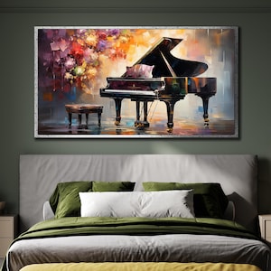 Colorful Piano Painting, Music Framed Wall Art, Piano Wall Decor, Musical Instruments Poster, Ready To Hang Decor, Musician Canvas Print Art