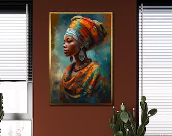 African Woman Canvas Print: Ethnic Portrait, Framed Wall Art