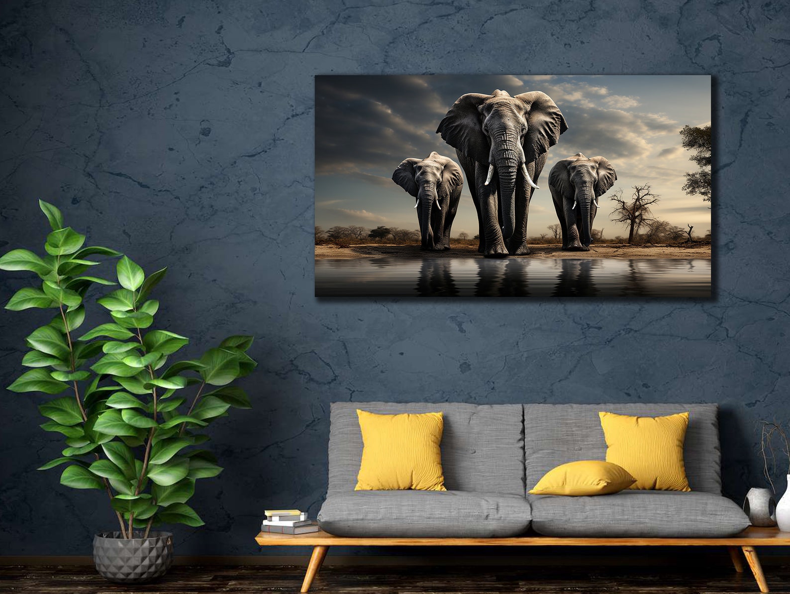 African Elephant Family Canvas Art: Modern Wildlife Wall Decor - Etsy