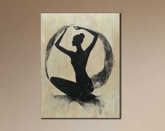 Minimalist Yoga Pose Canvas Print: Asian Inspired Meditation Art