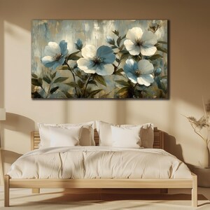 Large Flower Wall Decor, Floral Wall Art, Elegant Flower Canvas Art, Extra Large Poster, Wall Canvas Decor for Living Room, Botanical Canvas