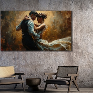 Romantisches Paar Leinwanddruck, Tango Tanzendes Kunst, Tänzerin Wanddekor, Modernes Haus und Büro Dekor, Druck auf Leinwand, Wandbehang