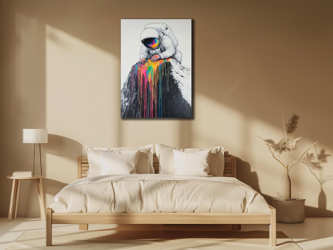 Colorful Astronaut Graffiti Art Print: Space Canvas Wall Decor - Etsy