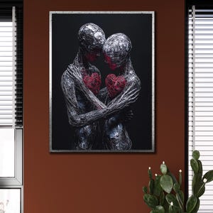 Romantisches Paar Leinwand, Küssende Wandkunst, umarmendes Paar Wanddekor, Bürodekor, Druck auf Leinwand, Liebhabergeschenk gedruckt, Romantisches Kunstwerk