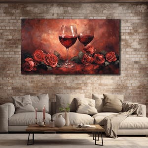 Wine Bottle Canvas Art, Wine Glasses Wall Art, Bar For  Print on Canvas, Restaurant Wall Decor, Home and Office Decor, Kitchen Wall Art